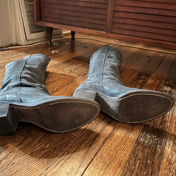 slouchy western gray whimsigoth boho blue donald pliner boots 7.5 (very chloe) - Picture 2 of 4